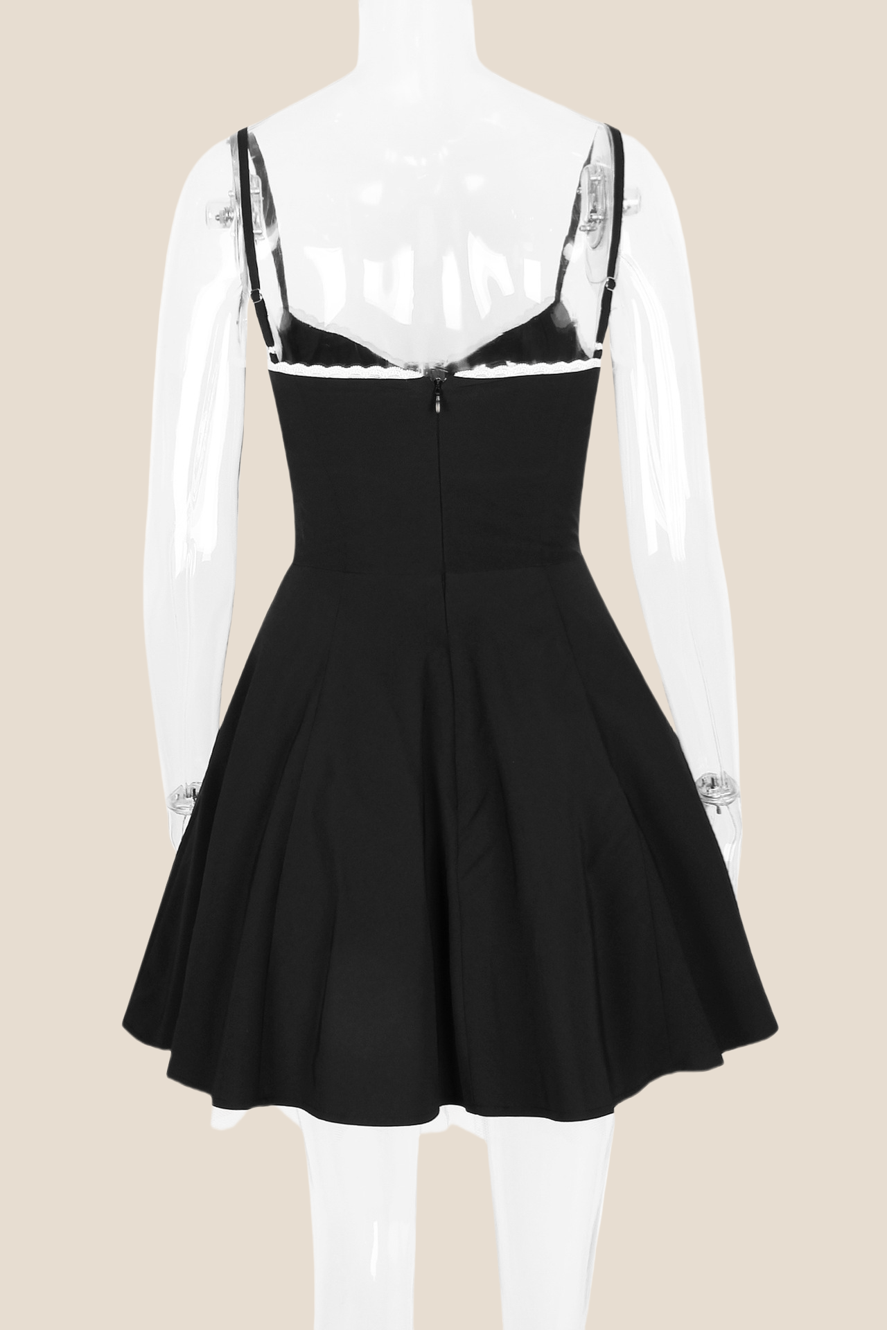 Spaghetti Straps Black A-line Short Dress