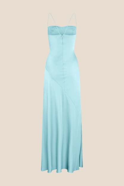 Spaghetti Straps Olive Green Long Dress with Slit