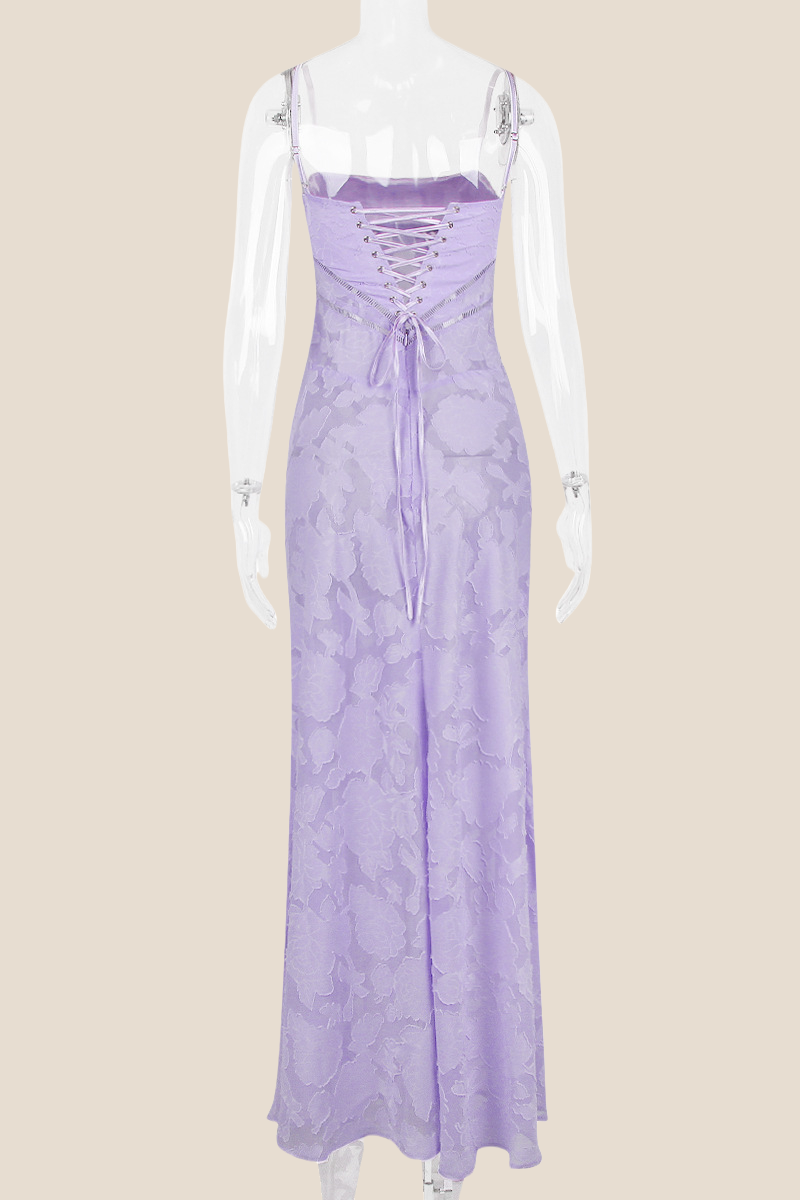Spaghetti Straps Green Lace A-line Long Dress