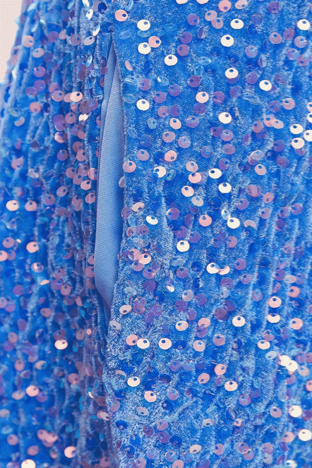 Spaghetti Straps Royal Blue Sequin Short Dress