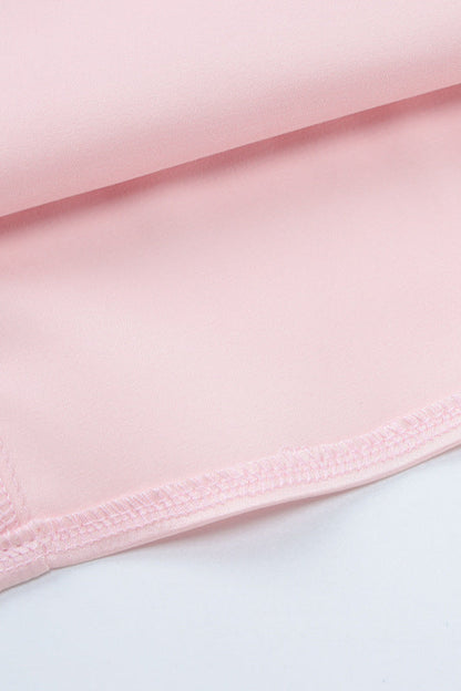 Square Neck Pink A-line Satin Short Dress
