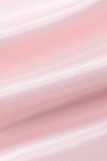 Square Neck Pink A-line Satin Short Dress