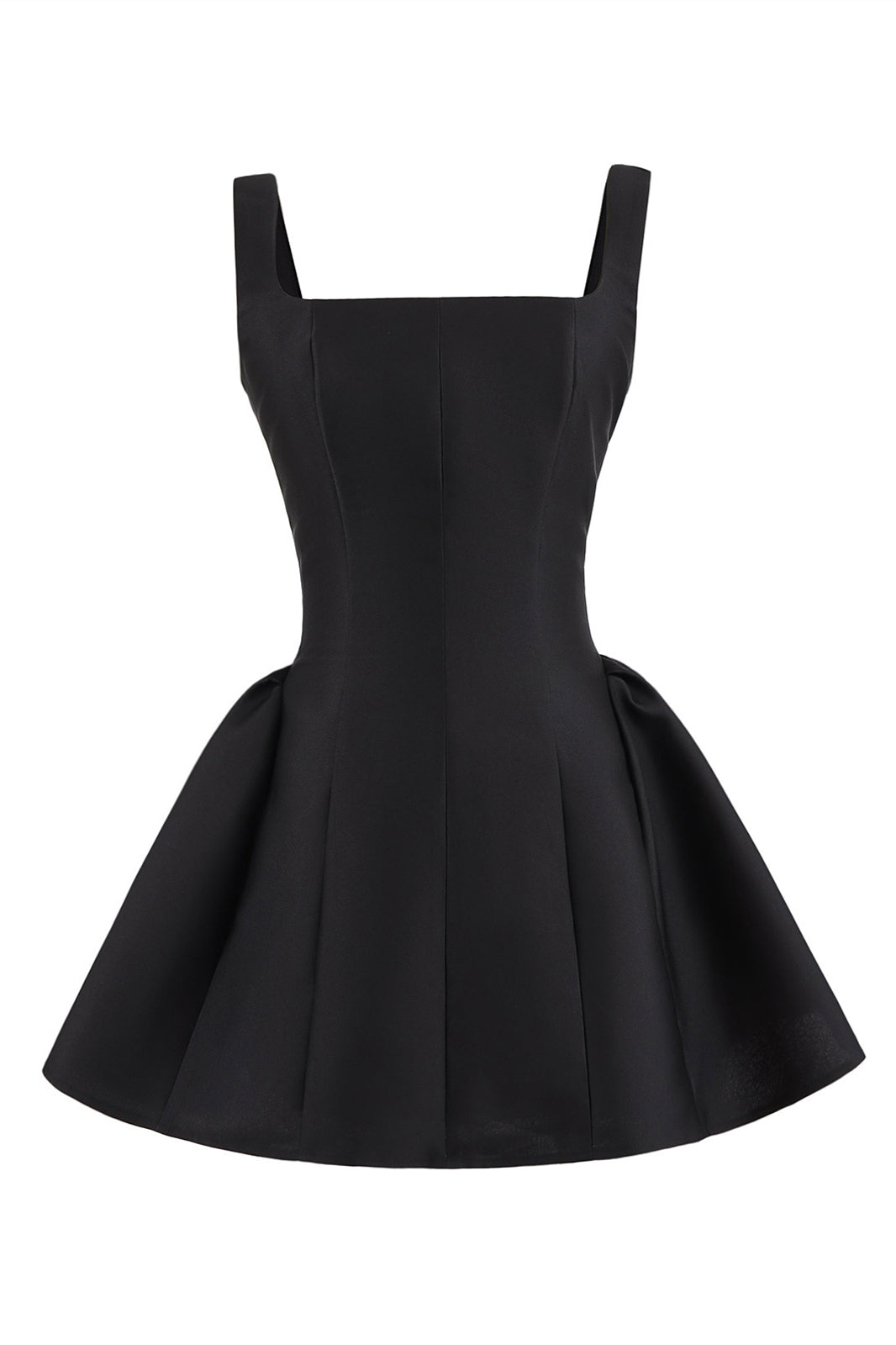 Square Neck Red Pleated A-line Short Dress