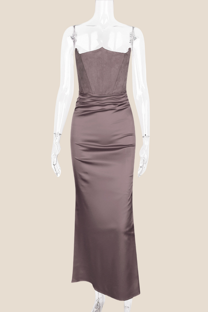 Strapless Red Ruched Mermaid Long Dress