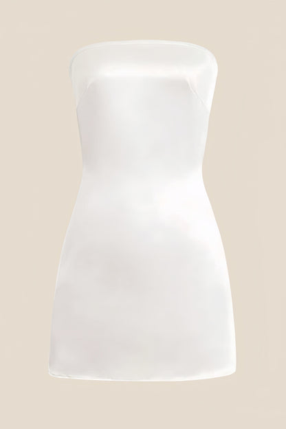 Strapless Blue Back Tie Short Dress