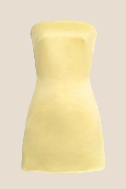 Strapless Blue Back Tie Short Dress