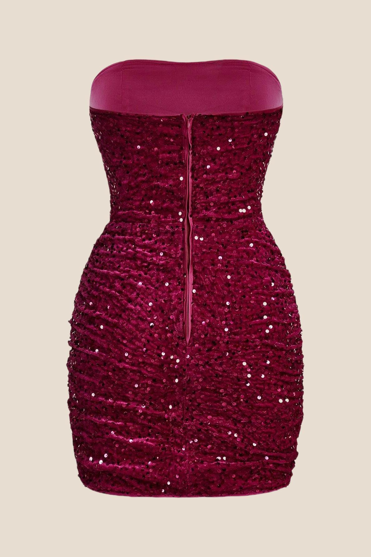 Strapless Blue Bodycon Sequin Short Dress