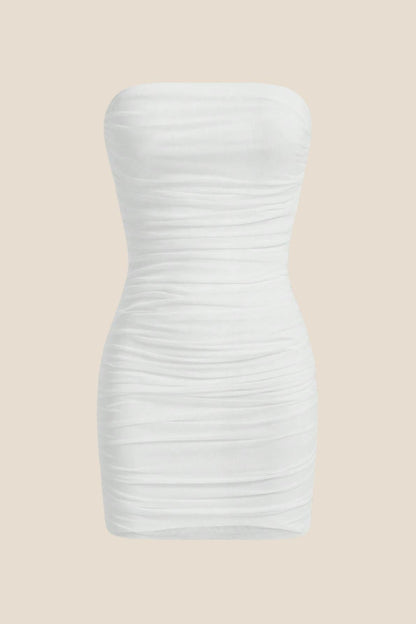 Strapless Blue Bodycon Lace-up Short Dress