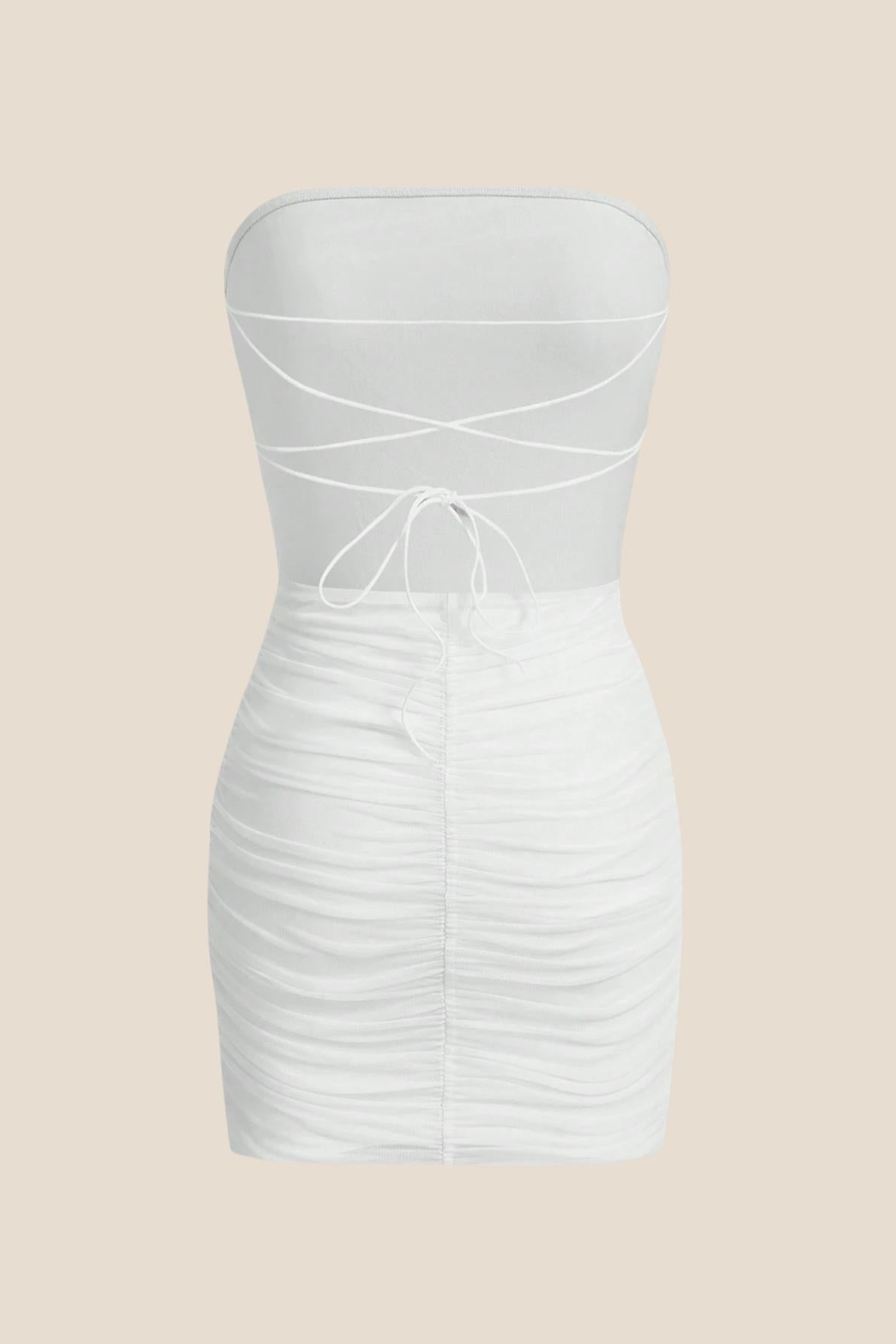 Strapless Blue Bodycon Lace-up Short Dress