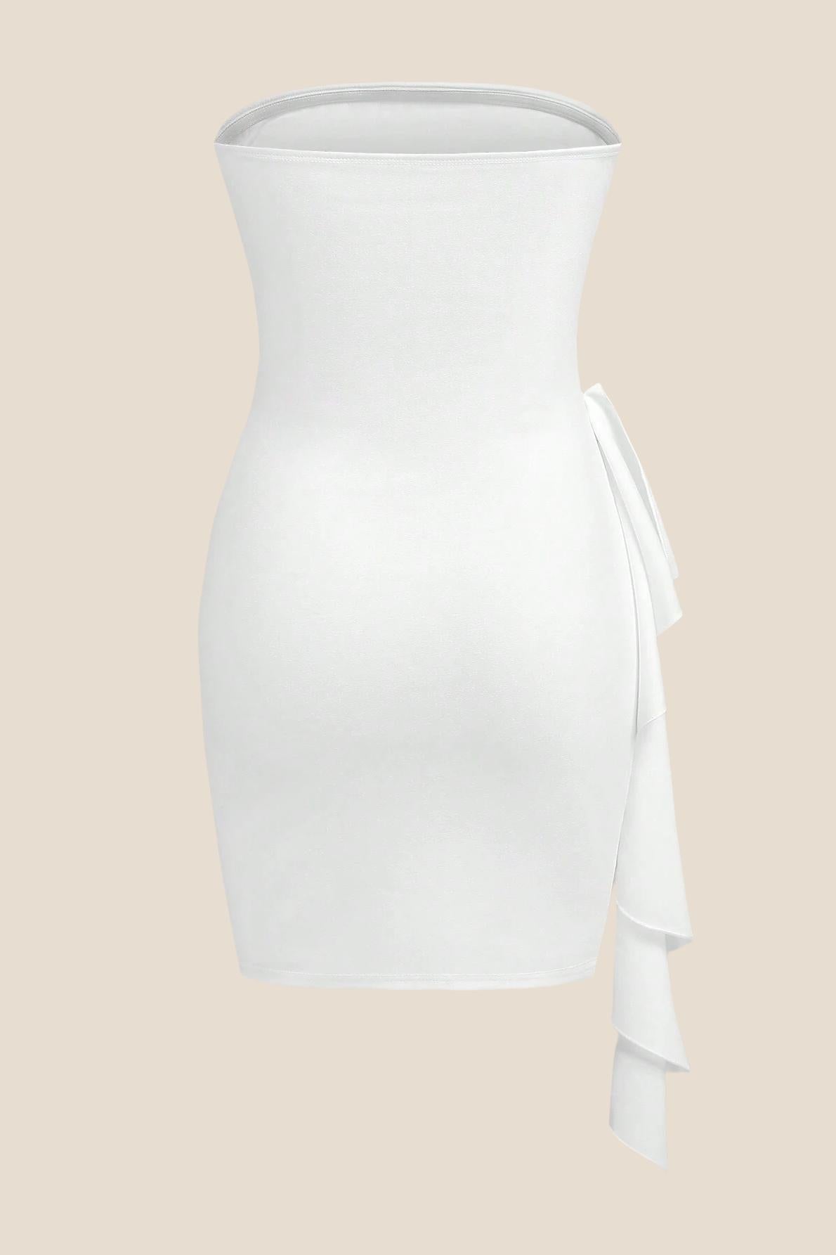 Strapless Black Bodycon Short Dress with Train