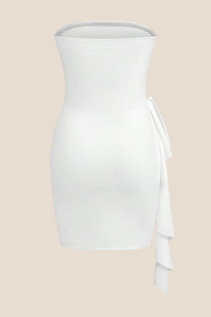 Strapless Black Bodycon Short Dress with Train