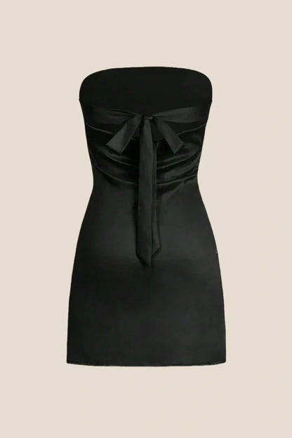 Strapless Sage Green Back Tie Short Dress
