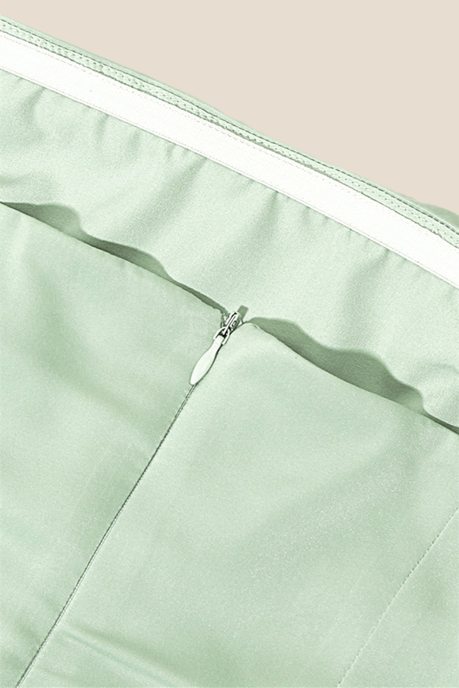 Strapless Sage Ruched Long Dress with Slit