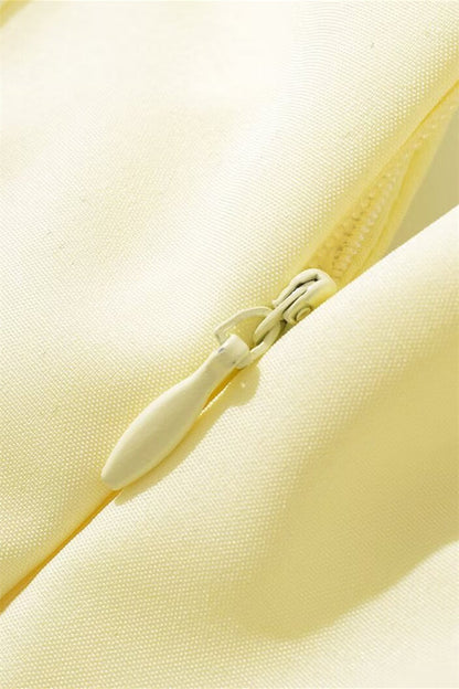 Strapless Yellow Pleated A-line Long Dress