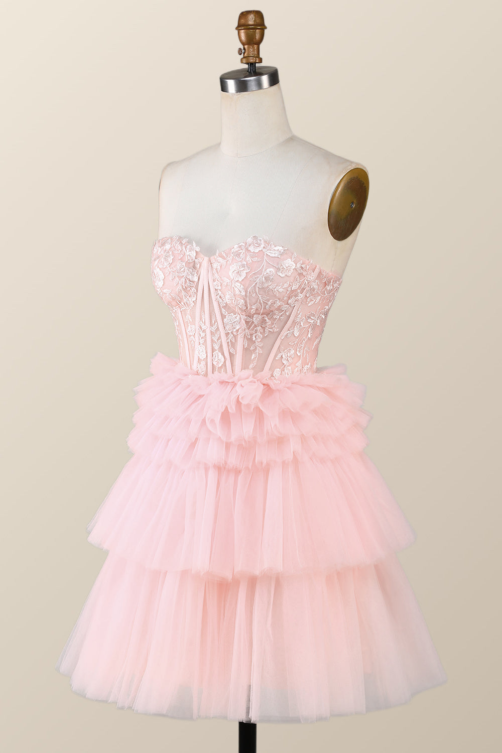 Red Sweetheart Lace and Ruffles Short Tulle Dress