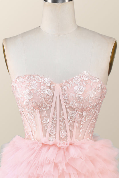 Red Sweetheart Lace and Ruffles Short Tulle Dress