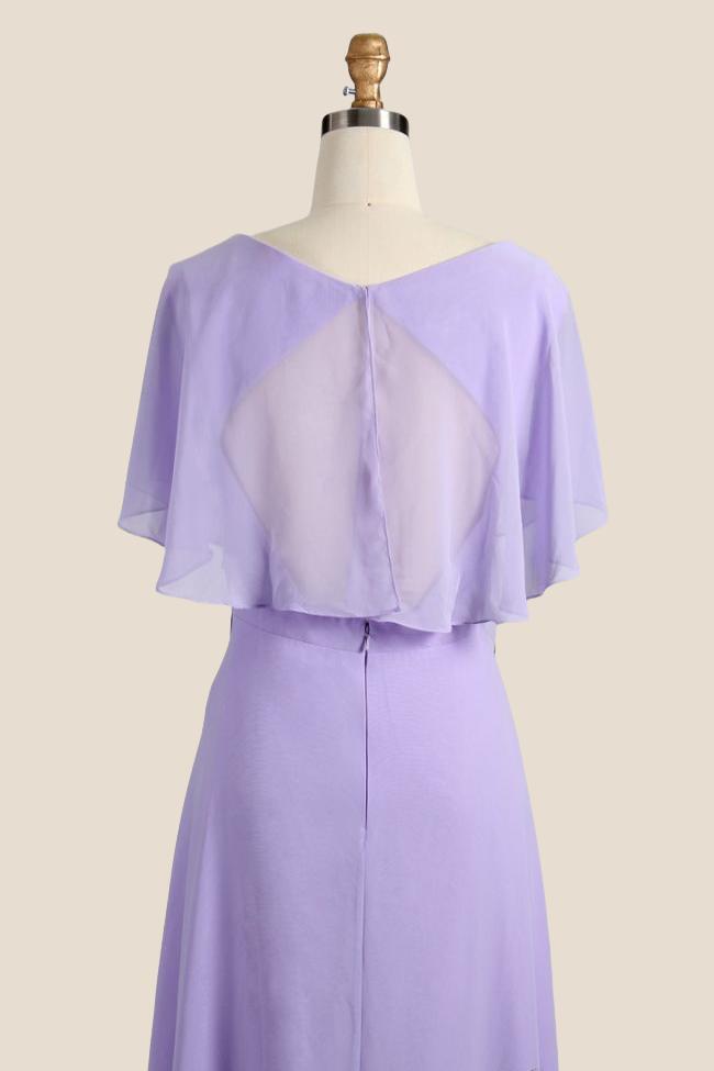 V-neck Lilac A-line Chifoon Bridesmaid Dress