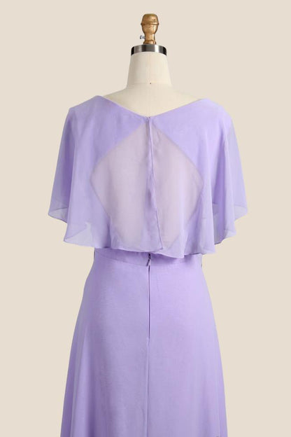 V-neck Lilac A-line Chifoon Bridesmaid Dress