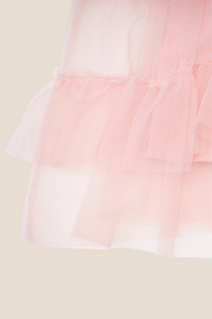 V-neck Blue Ruffle Tiered A-line Long Dress