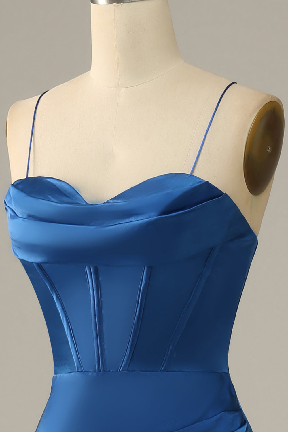 Royal Blue Mermaid Straps Long Dress with Slit