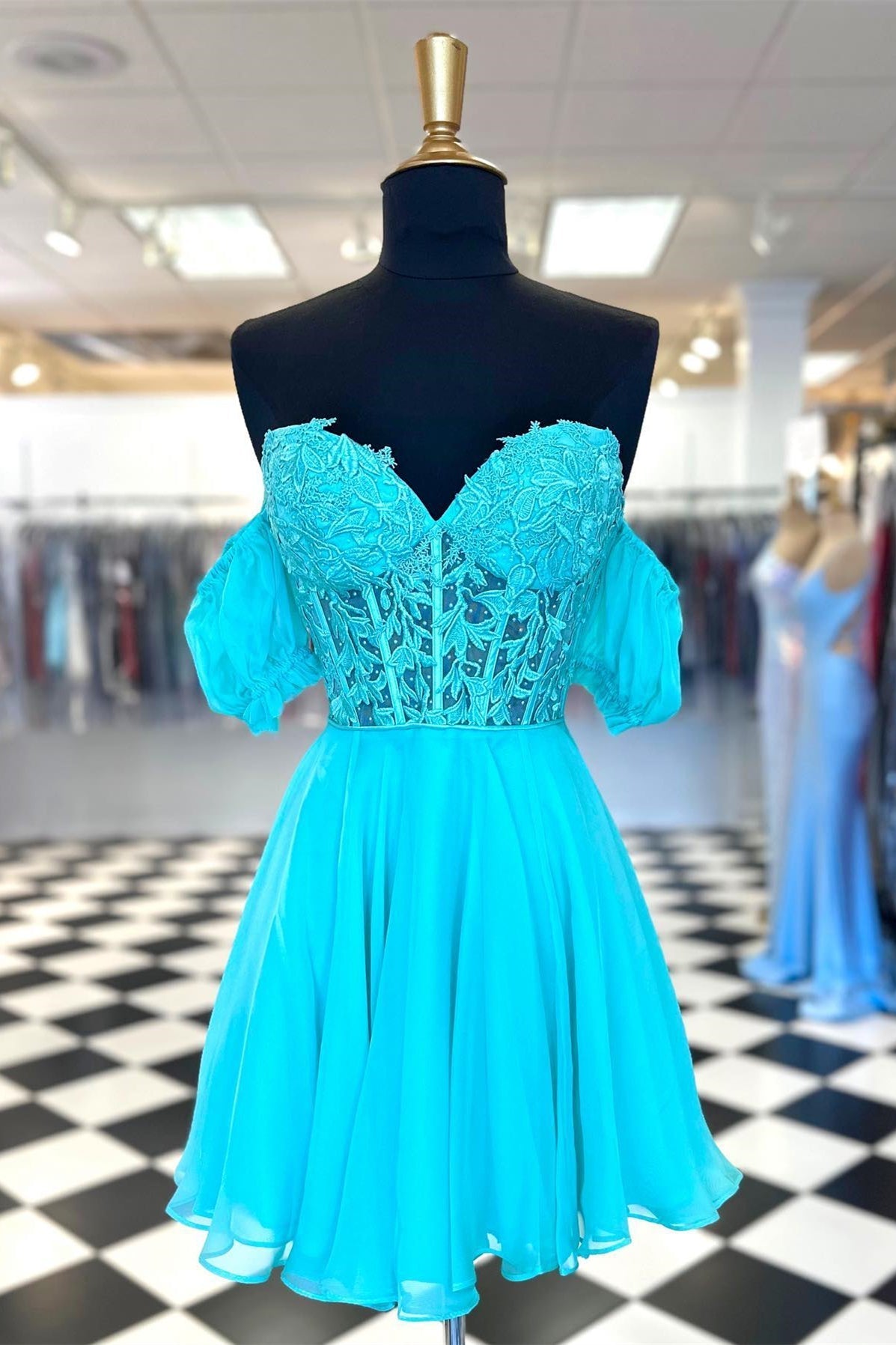 Royal Blue Short Chiffon Homecoming Dress