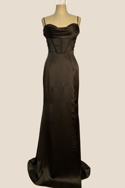 Royal Blue Mermaid Straps Long Dress with Slit