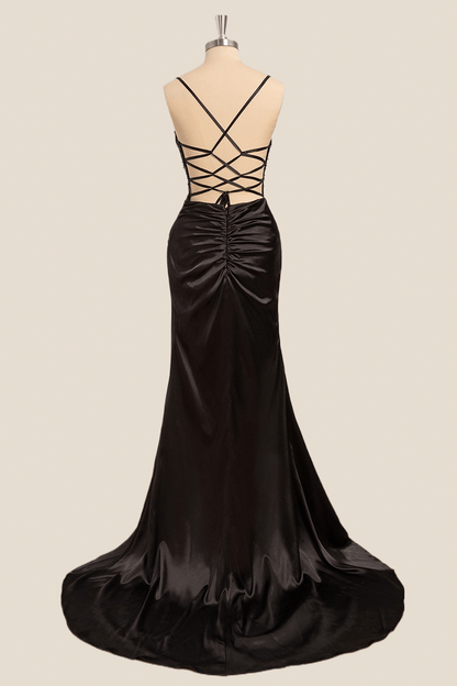 Sage Satin Cowl Neck Mermaid Formal Dress
