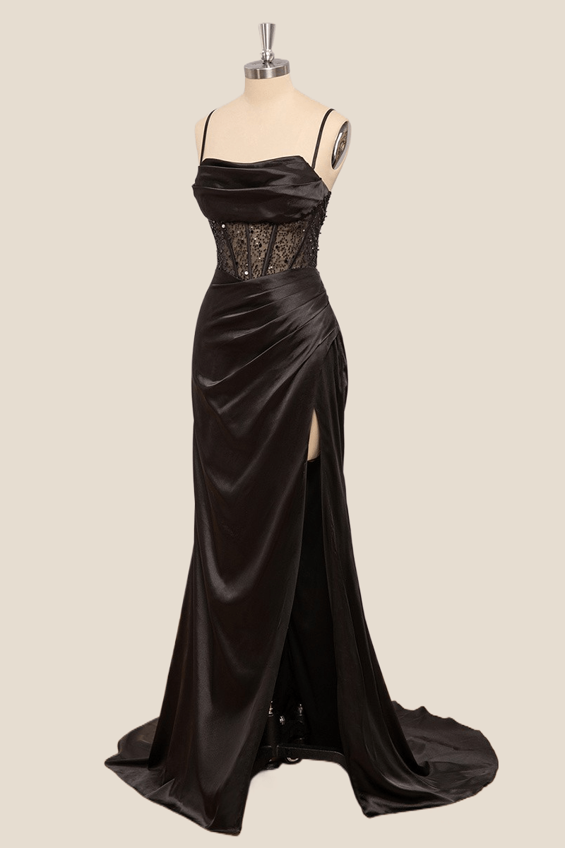 Sage Satin Cowl Neck Mermaid Formal Dress
