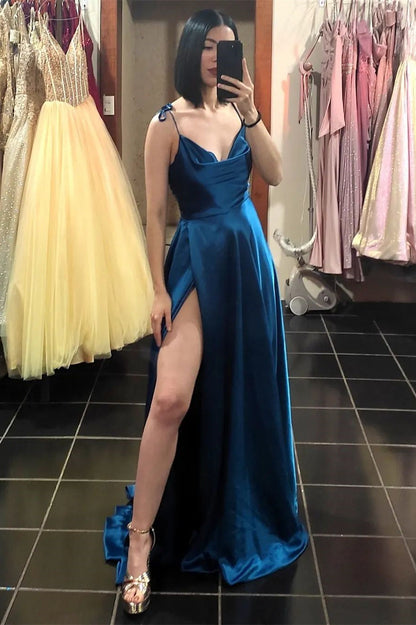 Princess Red A-line Long Dress with Tie Shoulders