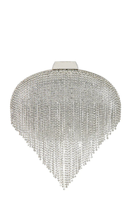 Bria Crystal Fringed Bag - Silver