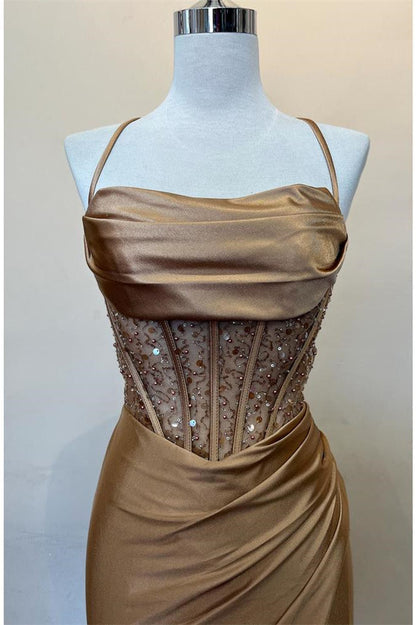 Sage Green  Ruched Corset Mermaid Long Prom Dress
