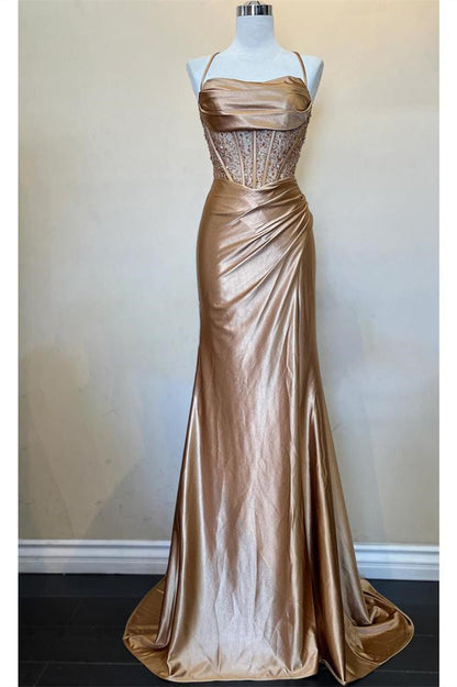 Sage Green  Ruched Corset Mermaid Long Prom Dress