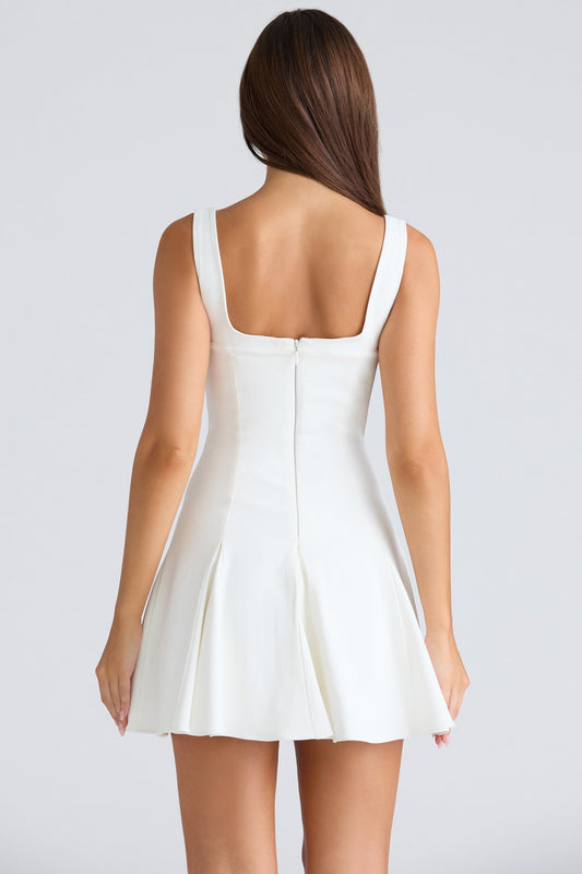 vintage ivory stretch crepe mini dress