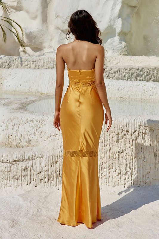Melrose Strapless Dress - Orange
