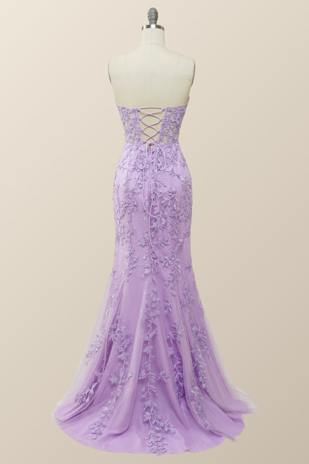 Strapless Black Lace Mermaid Long Prom Dress