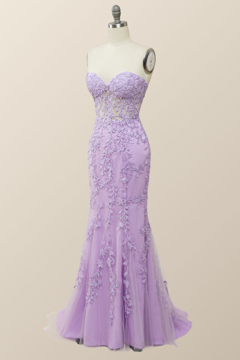 Strapless Black Lace Mermaid Long Prom Dress