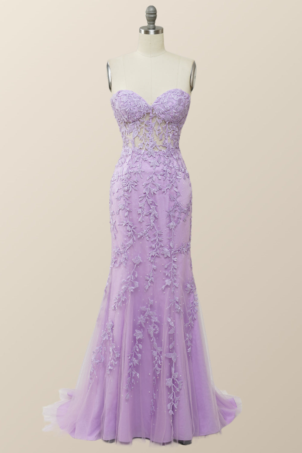 Strapless Black Lace Mermaid Long Prom Dress