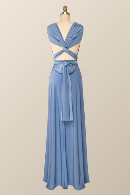 Blue Convertible Long Party Dress