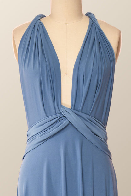 Blue Convertible Long Party Dress