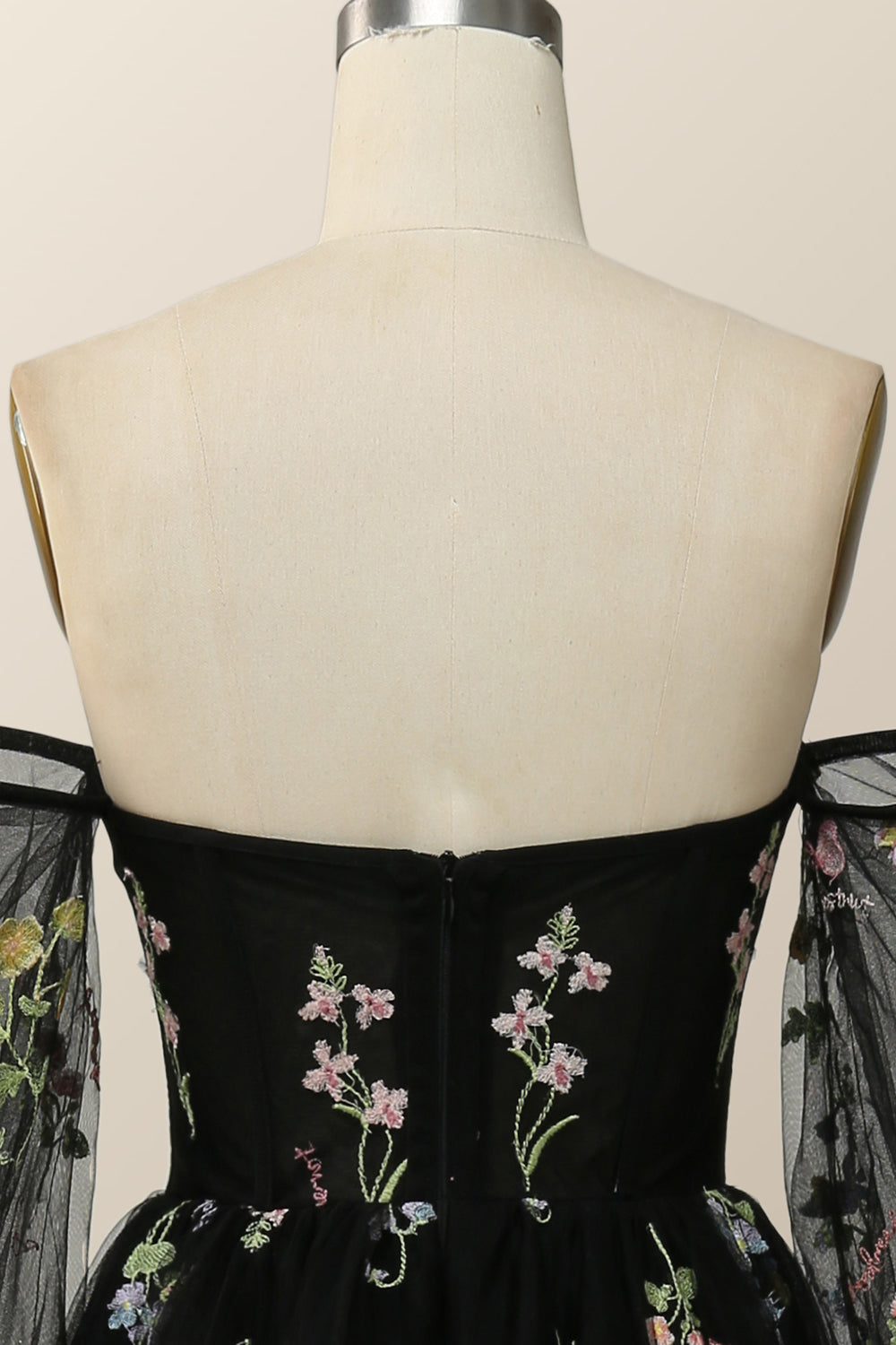 Soft Green Floral Embroidery Formal Dress