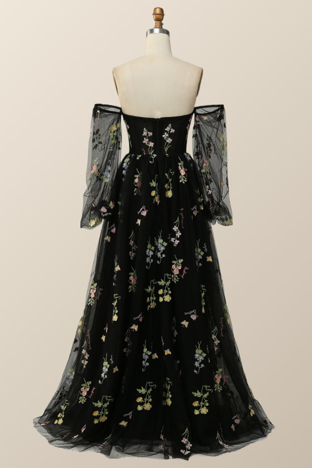 Soft Green Floral Embroidery Formal Dress
