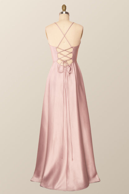 Simple Straps Red Long Party Dress
