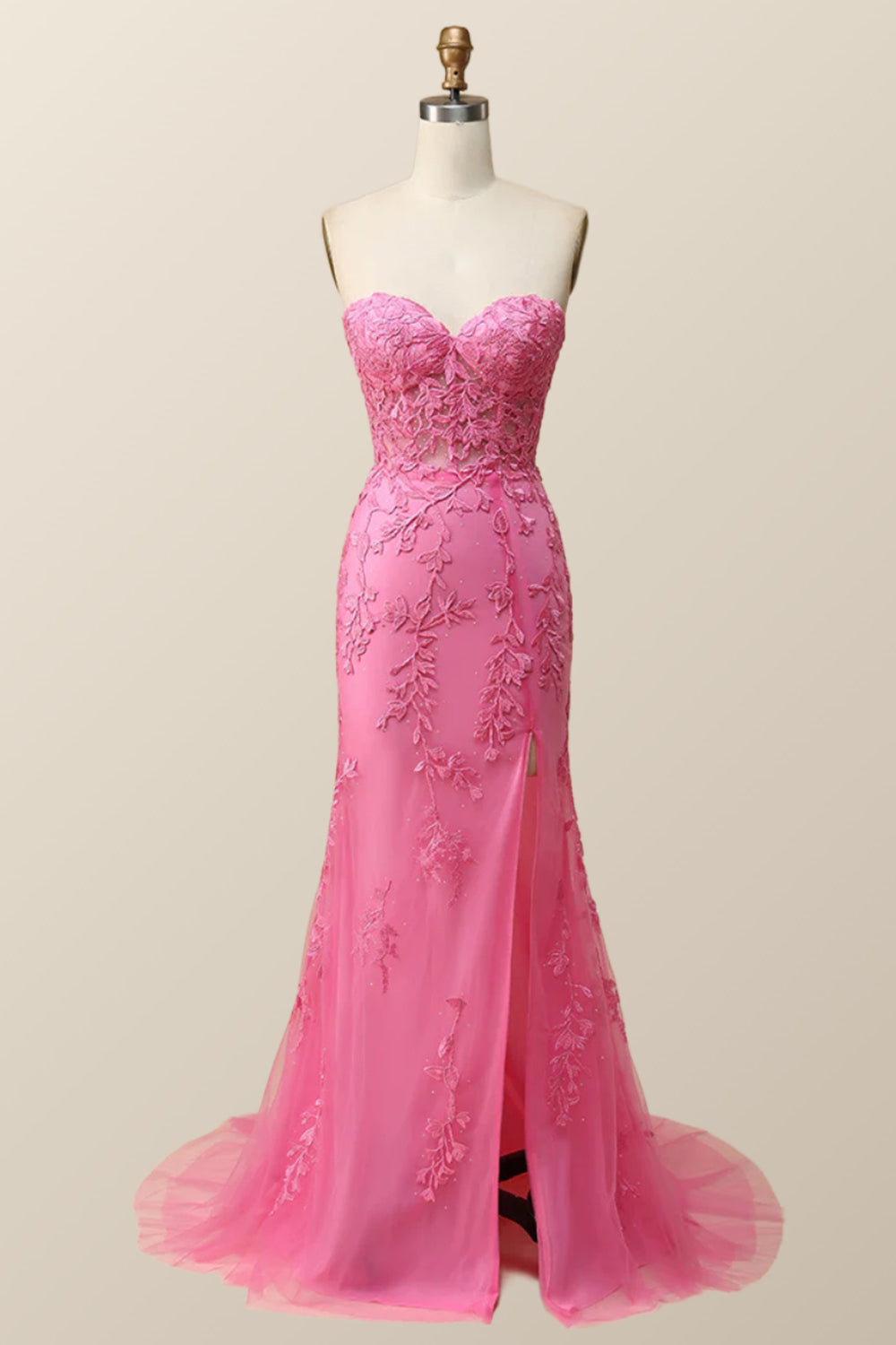 Strapless Black Lace Mermaid Long Prom Dress