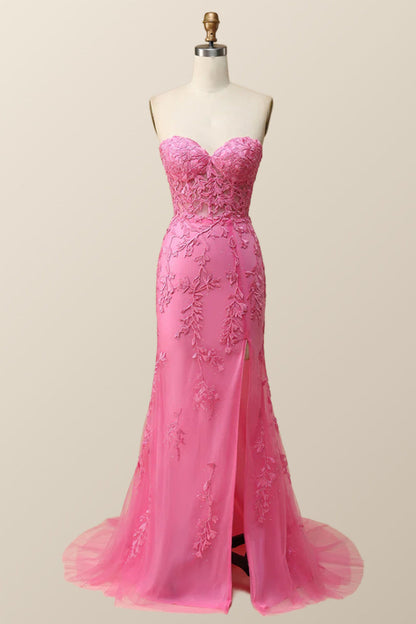 Strapless Black Lace Mermaid Long Prom Dress