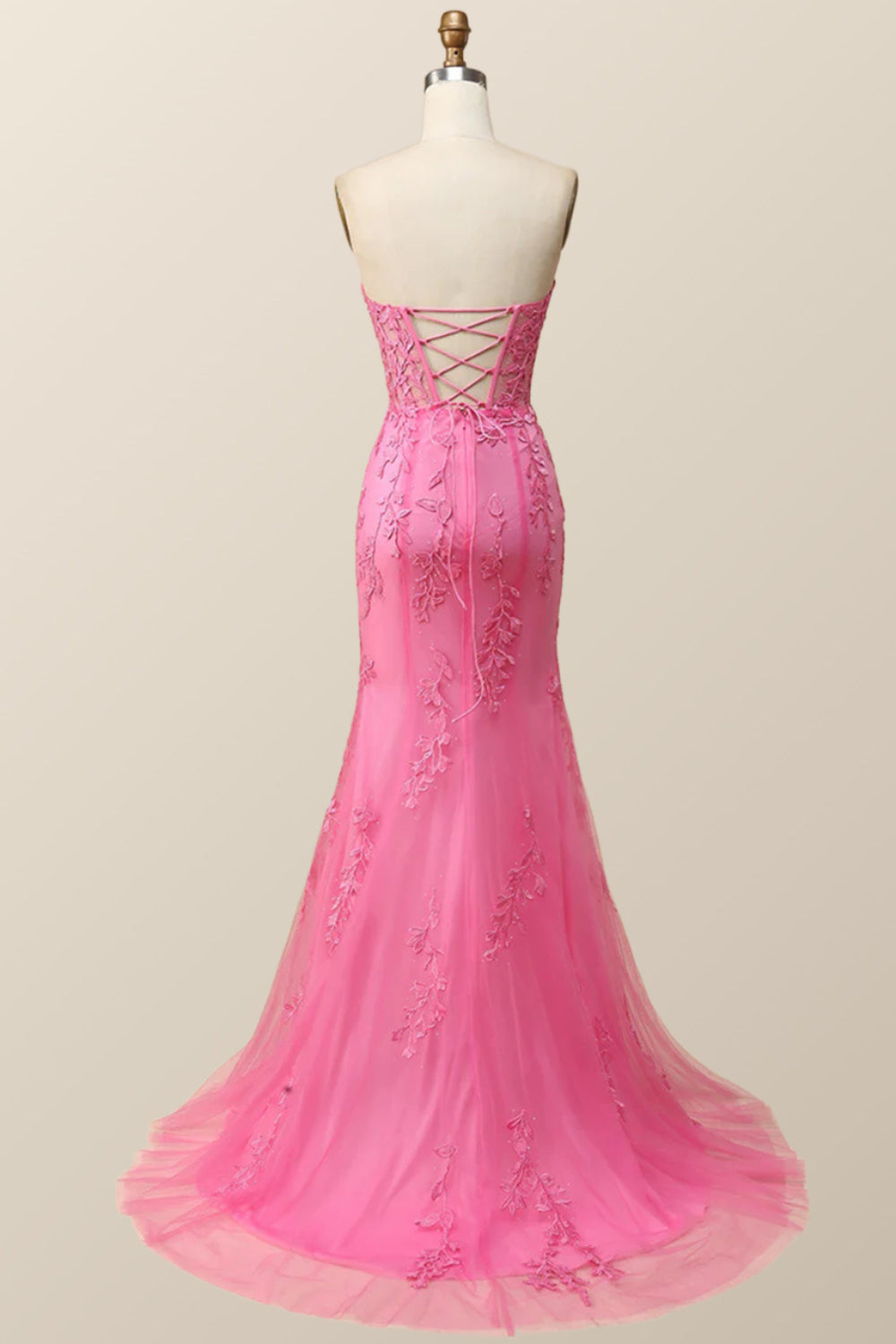 Strapless Black Lace Mermaid Long Prom Dress