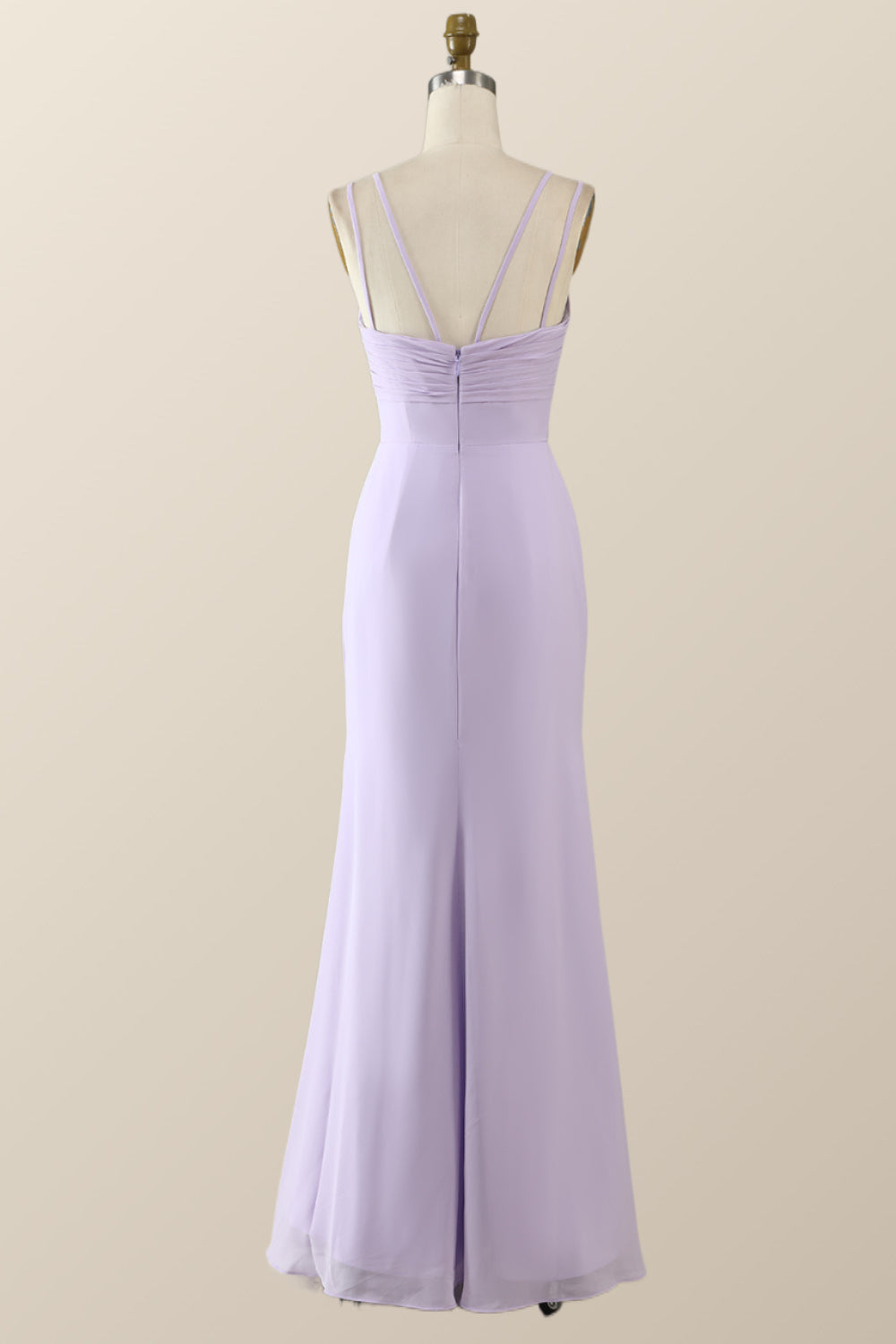 Scoop Mint Green Chiffon Pleated Long Bridesmaid Dress