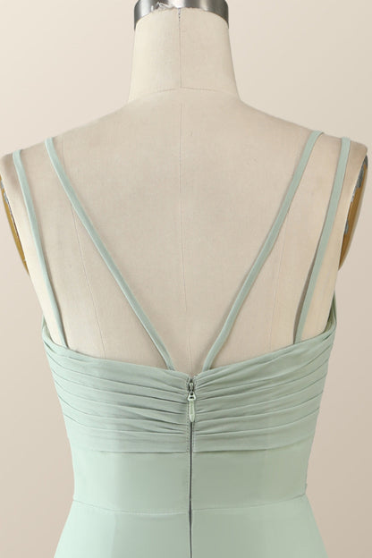Scoop Lavender Chiffon Pleated Long Bridesmaid Dress