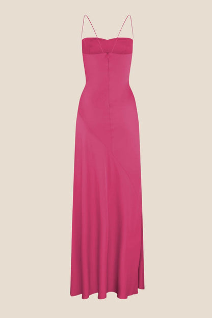 Spaghetti Straps Aqua Long Dress with Slit