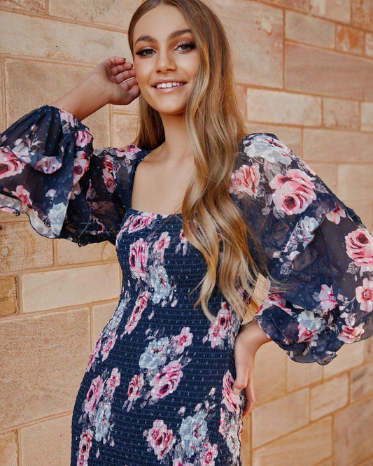 Gail Dress - Navy Floral