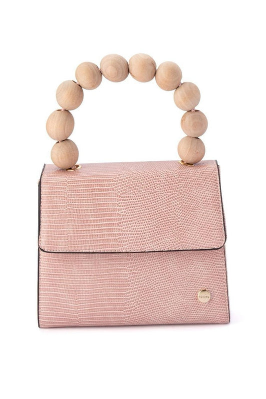 Caylee Wood Bead Handle Bag - Pink